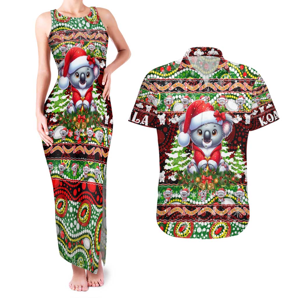 Koala Christmas Couples Matching Tank Maxi Dress and Hawaiian Shirt Australia Aboriginal Cute Santa Koalas - Aussie Hoodie