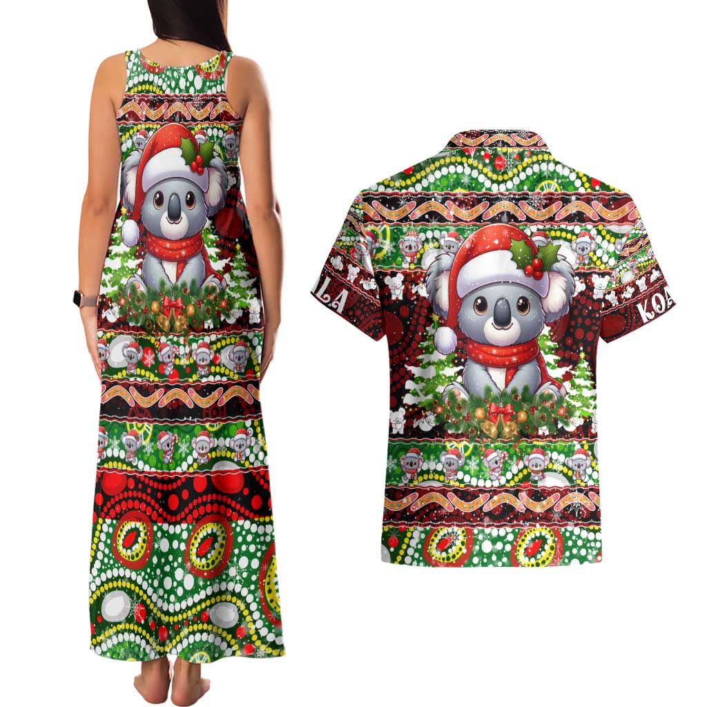Koala Christmas Couples Matching Tank Maxi Dress and Hawaiian Shirt Australia Aboriginal Cute Santa Koalas - Aussie Hoodie