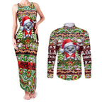 Koala Christmas Couples Matching Tank Maxi Dress and Long Sleeve Button Shirt Australia Aboriginal Cute Santa Koalas - Aussie Hoodie