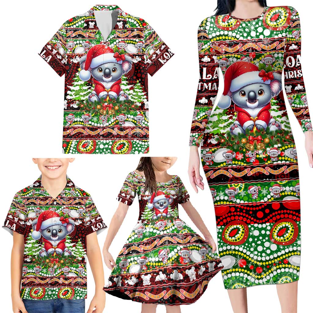Koala Christmas Family Matching Long Sleeve Bodycon Dress and Hawaiian Shirt Australia Aboriginal Cute Santa Koalas - Aussie Hoodie