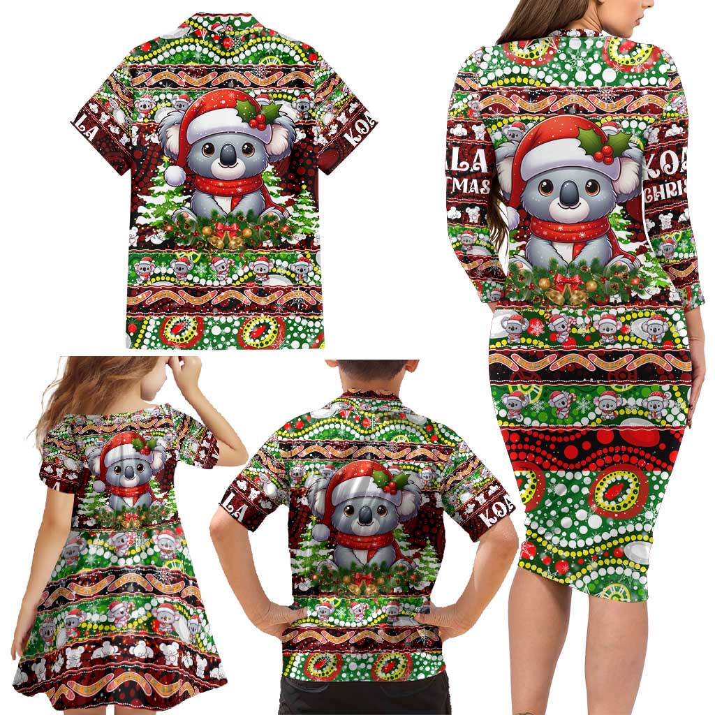Koala Christmas Family Matching Long Sleeve Bodycon Dress and Hawaiian Shirt Australia Aboriginal Cute Santa Koalas - Aussie Hoodie