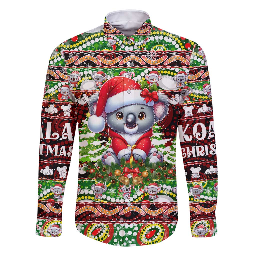 Koala Christmas Family Matching Long Sleeve Bodycon Dress and Hawaiian Shirt Australia Aboriginal Cute Santa Koalas - Aussie Hoodie