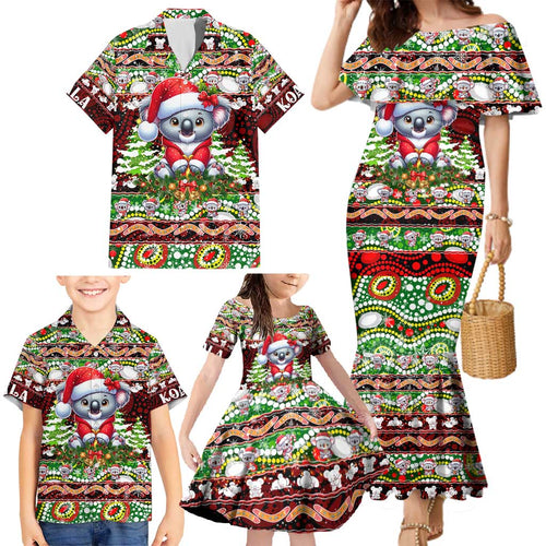 Koala Christmas Family Matching Mermaid Dress and Hawaiian Shirt Australia Aboriginal Cute Santa Koalas - Aussie Hoodie