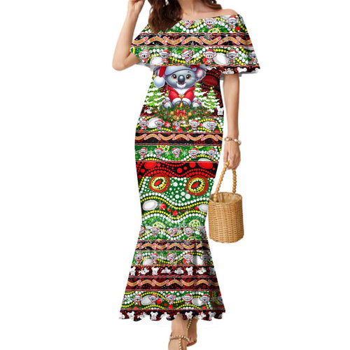 Koala Christmas Family Matching Mermaid Dress and Hawaiian Shirt Australia Aboriginal Cute Santa Koalas - Aussie Hoodie