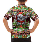 Koala Christmas Family Matching Off The Shoulder Long Sleeve Dress and Hawaiian Shirt Australia Aboriginal Cute Santa Koalas - Aussie Hoodie