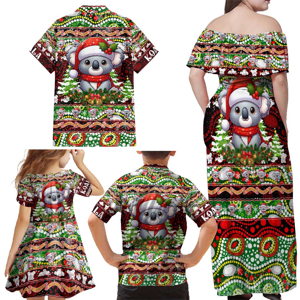 Koala Christmas Family Matching Off Shoulder Maxi Dress and Hawaiian Shirt Australia Aboriginal Cute Santa Koalas - Aussie Hoodie