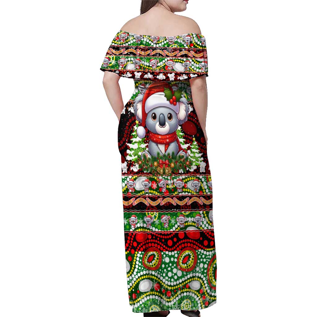 Koala Christmas Family Matching Off Shoulder Maxi Dress and Hawaiian Shirt Australia Aboriginal Cute Santa Koalas - Aussie Hoodie