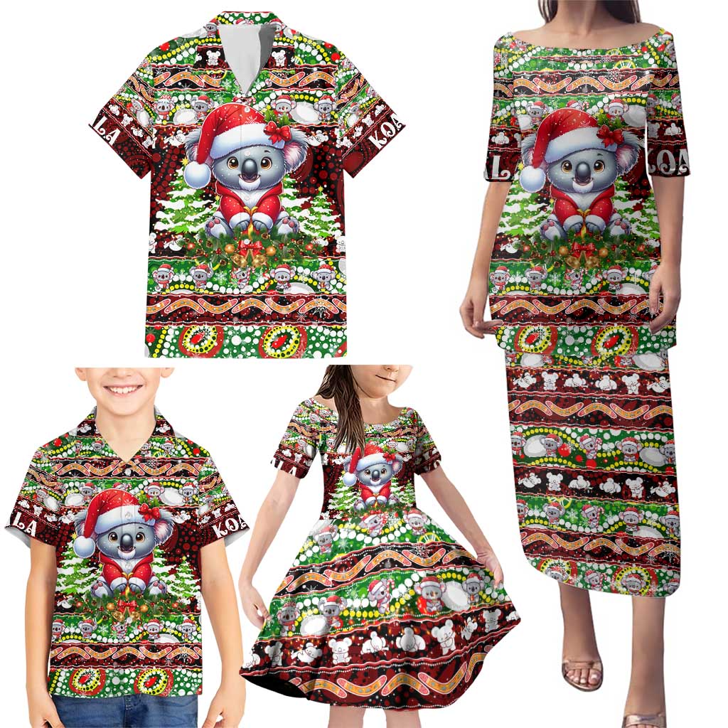 Koala Christmas Family Matching Puletasi and Hawaiian Shirt Australia Aboriginal Cute Santa Koalas - Aussie Hoodie