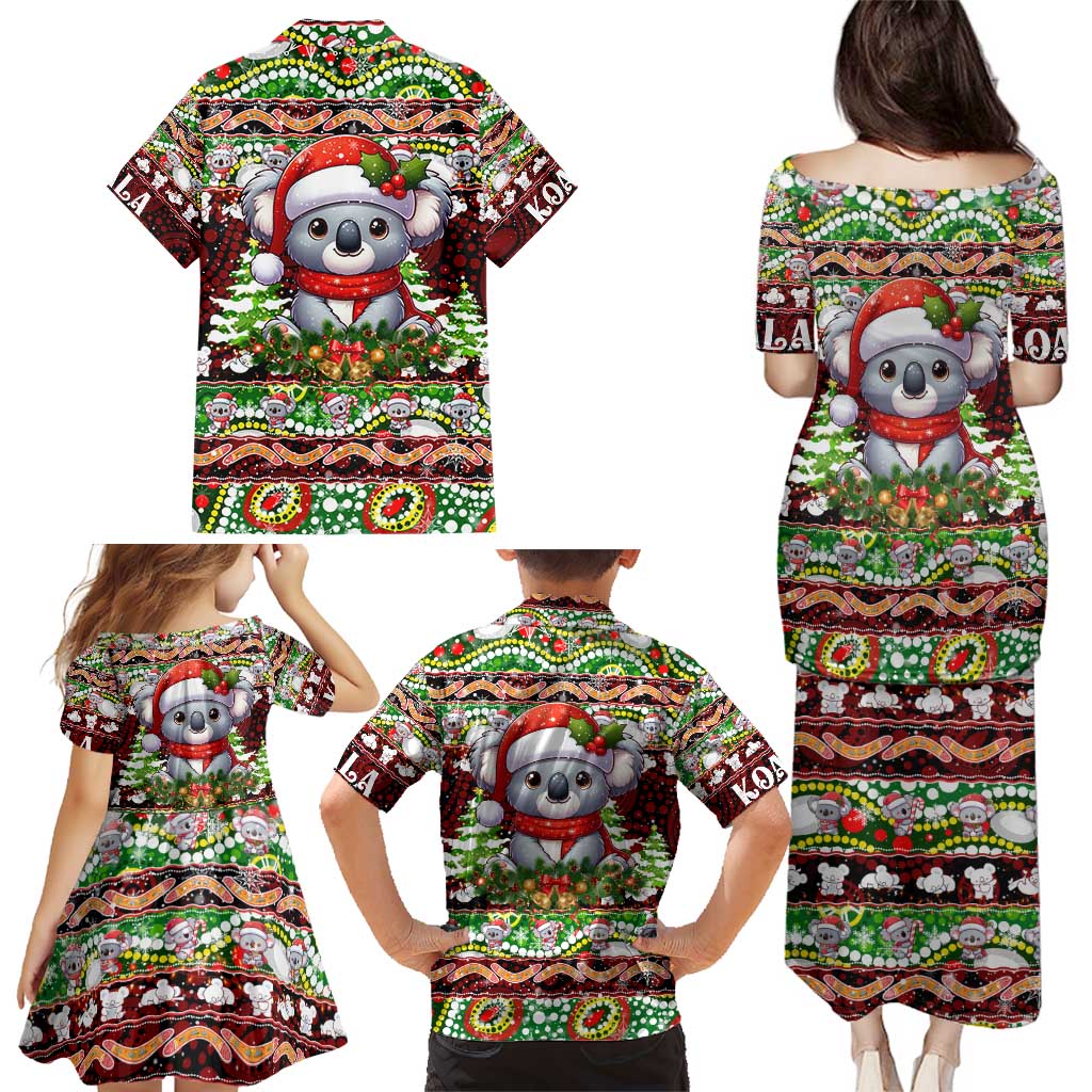 Koala Christmas Family Matching Puletasi and Hawaiian Shirt Australia Aboriginal Cute Santa Koalas - Aussie Hoodie