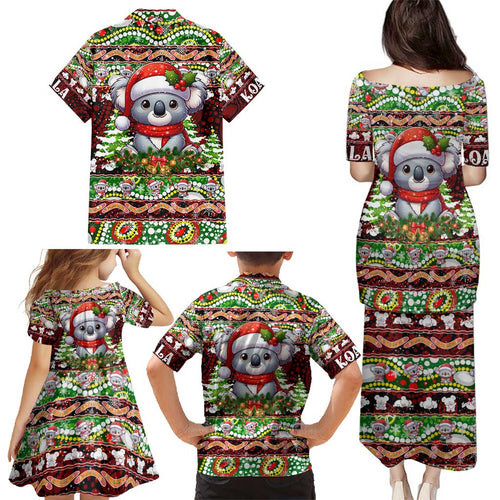 Koala Christmas Family Matching Puletasi and Hawaiian Shirt Australia Aboriginal Cute Santa Koalas - Aussie Hoodie