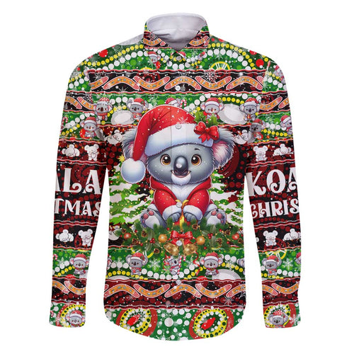 Koala Christmas Family Matching Puletasi and Hawaiian Shirt Australia Aboriginal Cute Santa Koalas - Aussie Hoodie