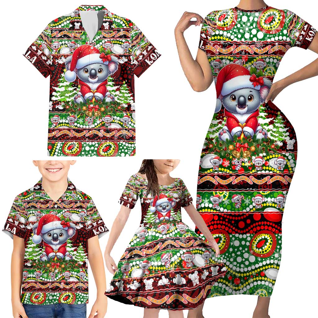 Koala Christmas Family Matching Short Sleeve Bodycon Dress and Hawaiian Shirt Australia Aboriginal Cute Santa Koalas - Aussie Hoodie
