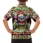 Koala Christmas Family Matching Short Sleeve Bodycon Dress and Hawaiian Shirt Australia Aboriginal Cute Santa Koalas - Aussie Hoodie