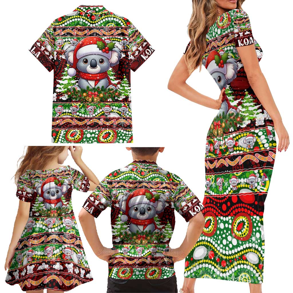 Koala Christmas Family Matching Short Sleeve Bodycon Dress and Hawaiian Shirt Australia Aboriginal Cute Santa Koalas - Aussie Hoodie