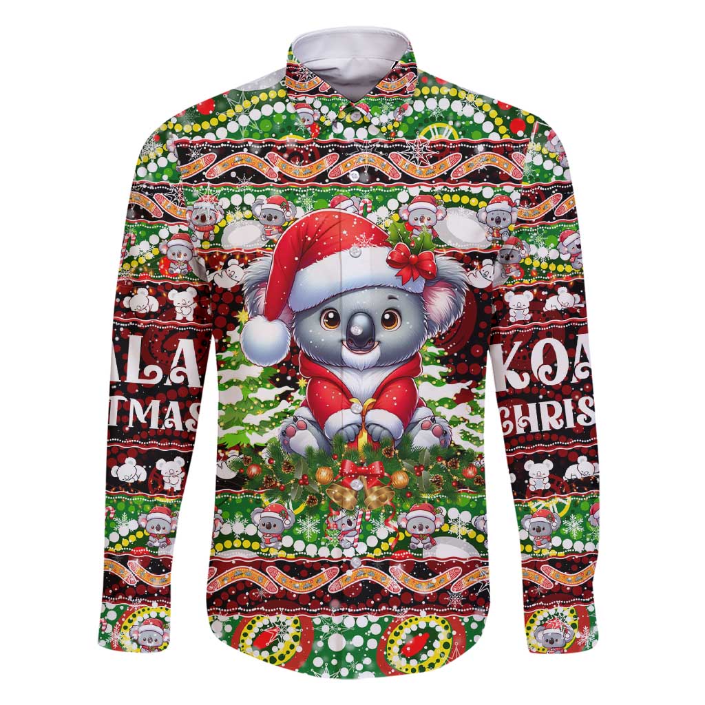 Koala Christmas Family Matching Short Sleeve Bodycon Dress and Hawaiian Shirt Australia Aboriginal Cute Santa Koalas - Aussie Hoodie