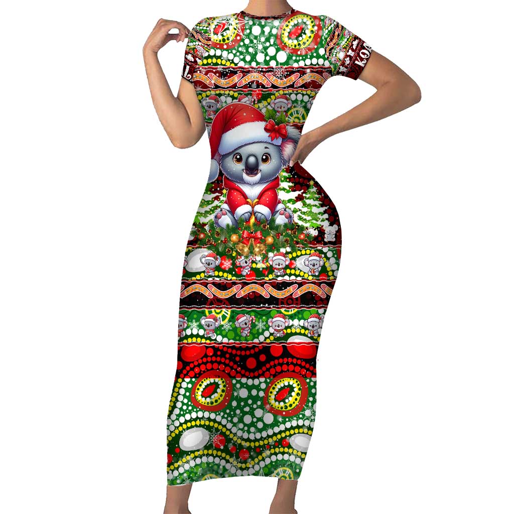 Koala Christmas Family Matching Short Sleeve Bodycon Dress and Hawaiian Shirt Australia Aboriginal Cute Santa Koalas - Aussie Hoodie