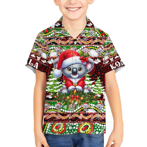 Koala Christmas Family Matching Short Sleeve Bodycon Dress and Hawaiian Shirt Australia Aboriginal Cute Santa Koalas - Aussie Hoodie