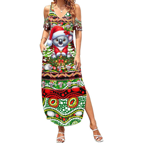 Koala Christmas Family Matching Summer Maxi Dress and Hawaiian Shirt Australia Aboriginal Cute Santa Koalas - Aussie Hoodie