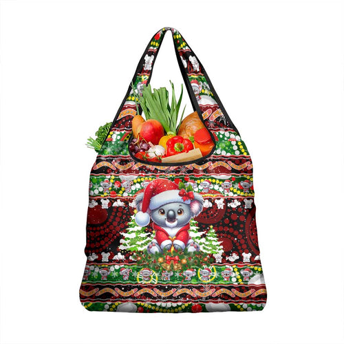 Koala Christmas Grocery Bag Australia Aboriginal Cute Santa Koalas - Aussie Hoodie