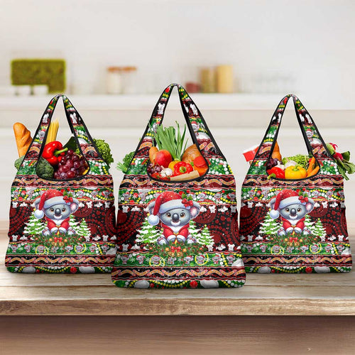 Koala Christmas Grocery Bag Australia Aboriginal Cute Santa Koalas - Aussie Hoodie