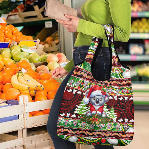 Koala Christmas Grocery Bag Australia Aboriginal Cute Santa Koalas - Aussie Hoodie