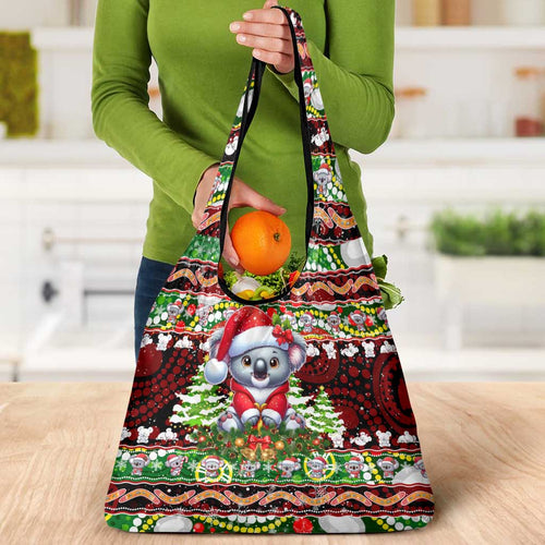 Koala Christmas Grocery Bag Australia Aboriginal Cute Santa Koalas - Aussie Hoodie