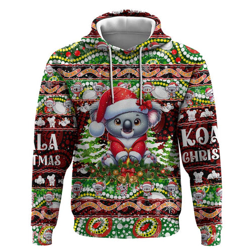 Koala Christmas Hoodie Australia Aboriginal Cute Santa Koalas - Aussie Hoodie