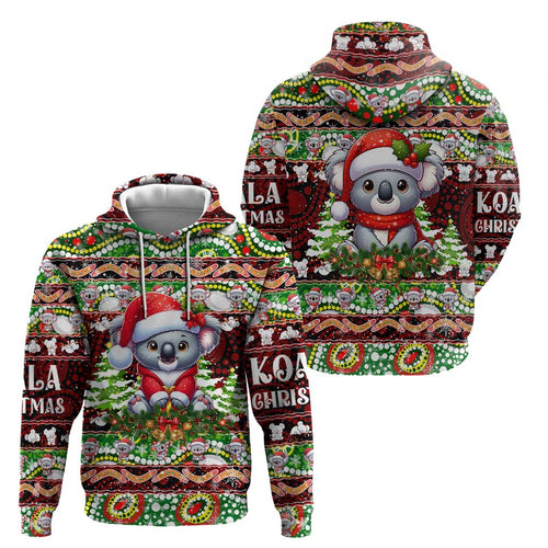 Koala Christmas Hoodie Australia Aboriginal Cute Santa Koalas - Aussie Hoodie