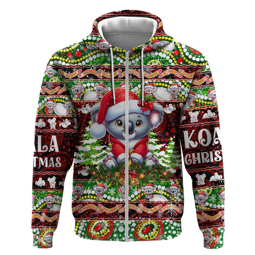 Koala Christmas Hoodie Australia Aboriginal Cute Santa Koalas - Aussie Hoodie