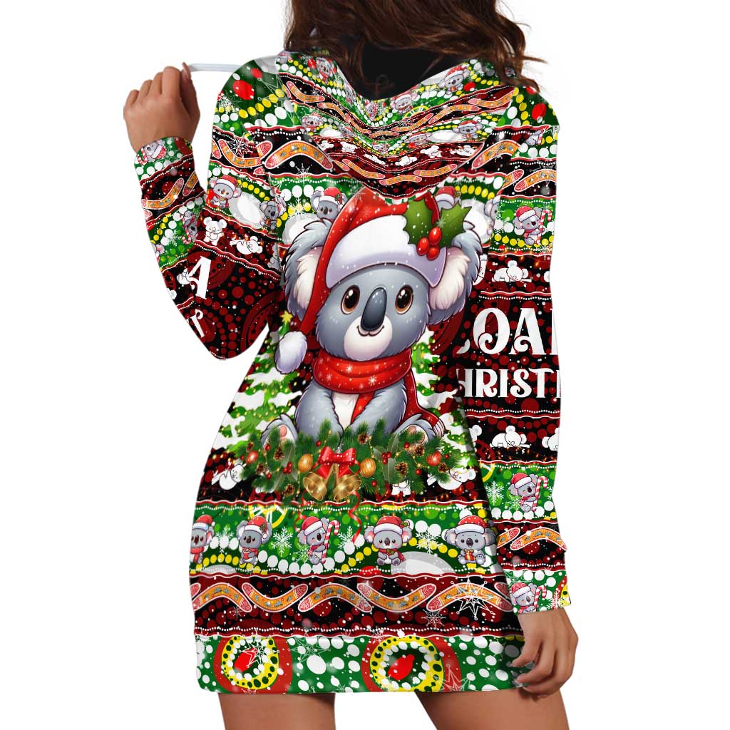 Koala Christmas Hoodie Dress Australia Aboriginal Cute Santa Koalas - Aussie Hoodie