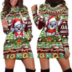 Koala Christmas Hoodie Dress Australia Aboriginal Cute Santa Koalas - Aussie Hoodie