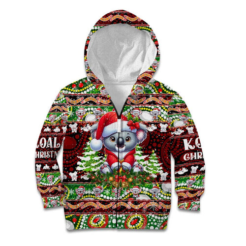 Koala Christmas Kid Hoodie Australia Aboriginal Cute Santa Koalas - Aussie Hoodie