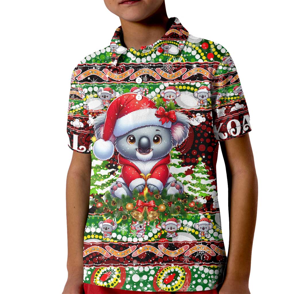 Koala Christmas Kid Polo Shirt Australia Aboriginal Cute Santa Koalas - Aussie Hoodie