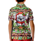 Koala Christmas Kid Polo Shirt Australia Aboriginal Cute Santa Koalas - Aussie Hoodie