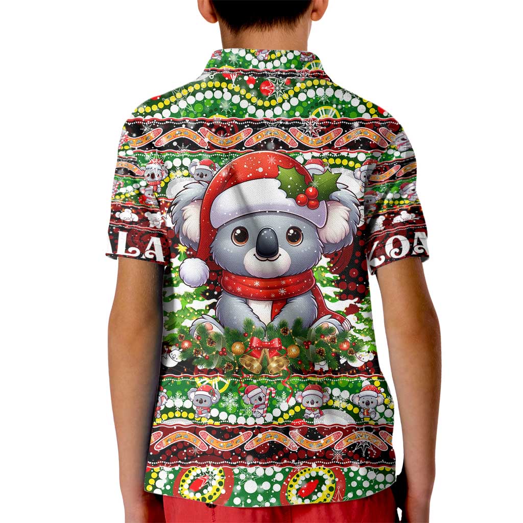 Koala Christmas Kid Polo Shirt Australia Aboriginal Cute Santa Koalas - Aussie Hoodie