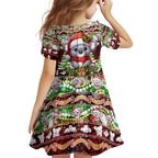 Koala Christmas Kid Short Sleeve Dress Australia Aboriginal Cute Santa Koalas - Aussie Hoodie