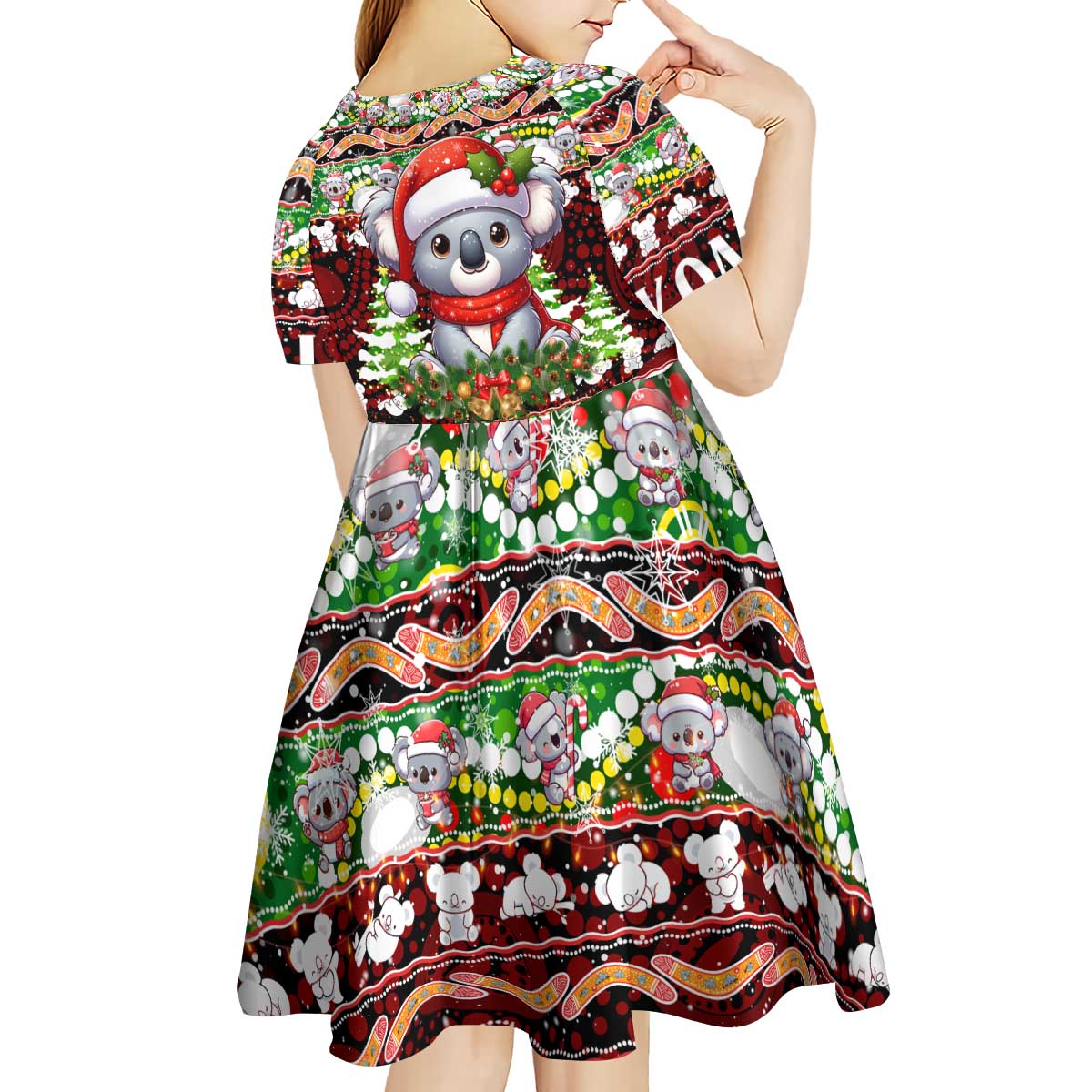 Koala Christmas Kid Short Sleeve Dress Australia Aboriginal Cute Santa Koalas - Aussie Hoodie
