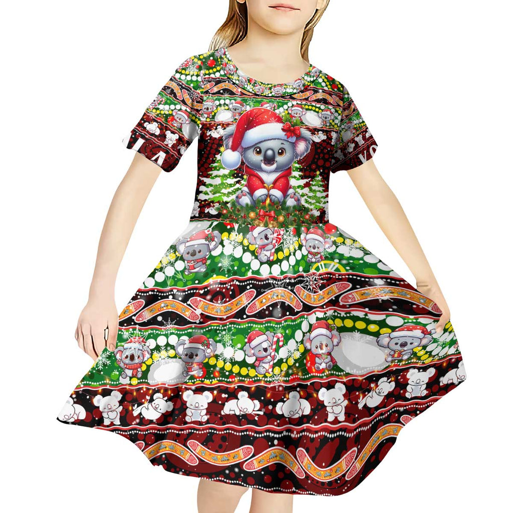 Koala Christmas Kid Short Sleeve Dress Australia Aboriginal Cute Santa Koalas - Aussie Hoodie