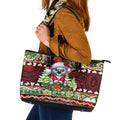 Koala Christmas Leather Tote Bag Australia Aboriginal Cute Santa Koalas - Aussie Hoodie