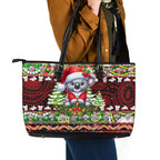 Koala Christmas Leather Tote Bag Australia Aboriginal Cute Santa Koalas - Aussie Hoodie