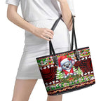 Koala Christmas Leather Tote Bag Australia Aboriginal Cute Santa Koalas - Aussie Hoodie