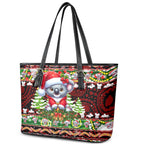 Koala Christmas Leather Tote Bag Australia Aboriginal Cute Santa Koalas - Aussie Hoodie