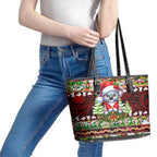 Koala Christmas Leather Tote Bag Australia Aboriginal Cute Santa Koalas - Aussie Hoodie