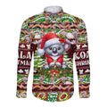 Koala Christmas Long Sleeve Button Shirt Australia Aboriginal Cute Santa Koalas - Aussie Hoodie