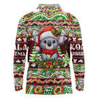 Koala Christmas Long Sleeve Polo Shirt Australia Aboriginal Cute Santa Koalas - Aussie Hoodie