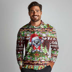 Koala Christmas Long Sleeve Polo Shirt Australia Aboriginal Cute Santa Koalas - Aussie Hoodie