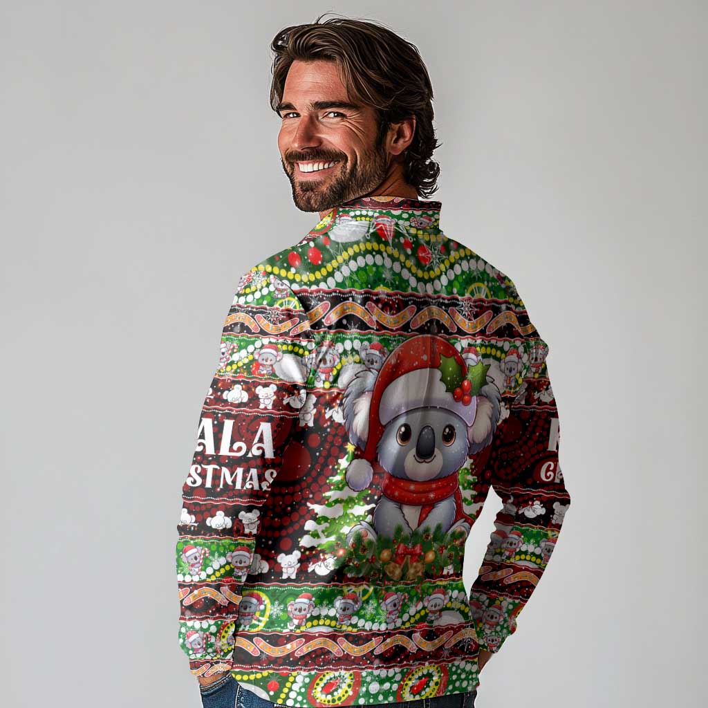 Koala Christmas Long Sleeve Polo Shirt Australia Aboriginal Cute Santa Koalas - Aussie Hoodie