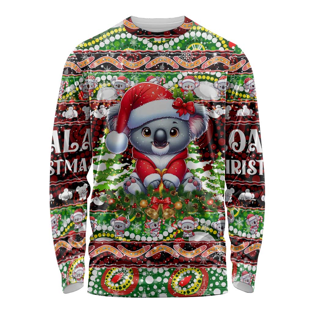 Koala Christmas Long Sleeve Shirt Australia Aboriginal Cute Santa Koalas - Aussie Hoodie