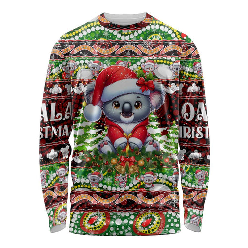 Koala Christmas Long Sleeve Shirt Australia Aboriginal Cute Santa Koalas - Aussie Hoodie