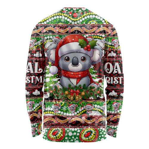 Koala Christmas Long Sleeve Shirt Australia Aboriginal Cute Santa Koalas - Aussie Hoodie